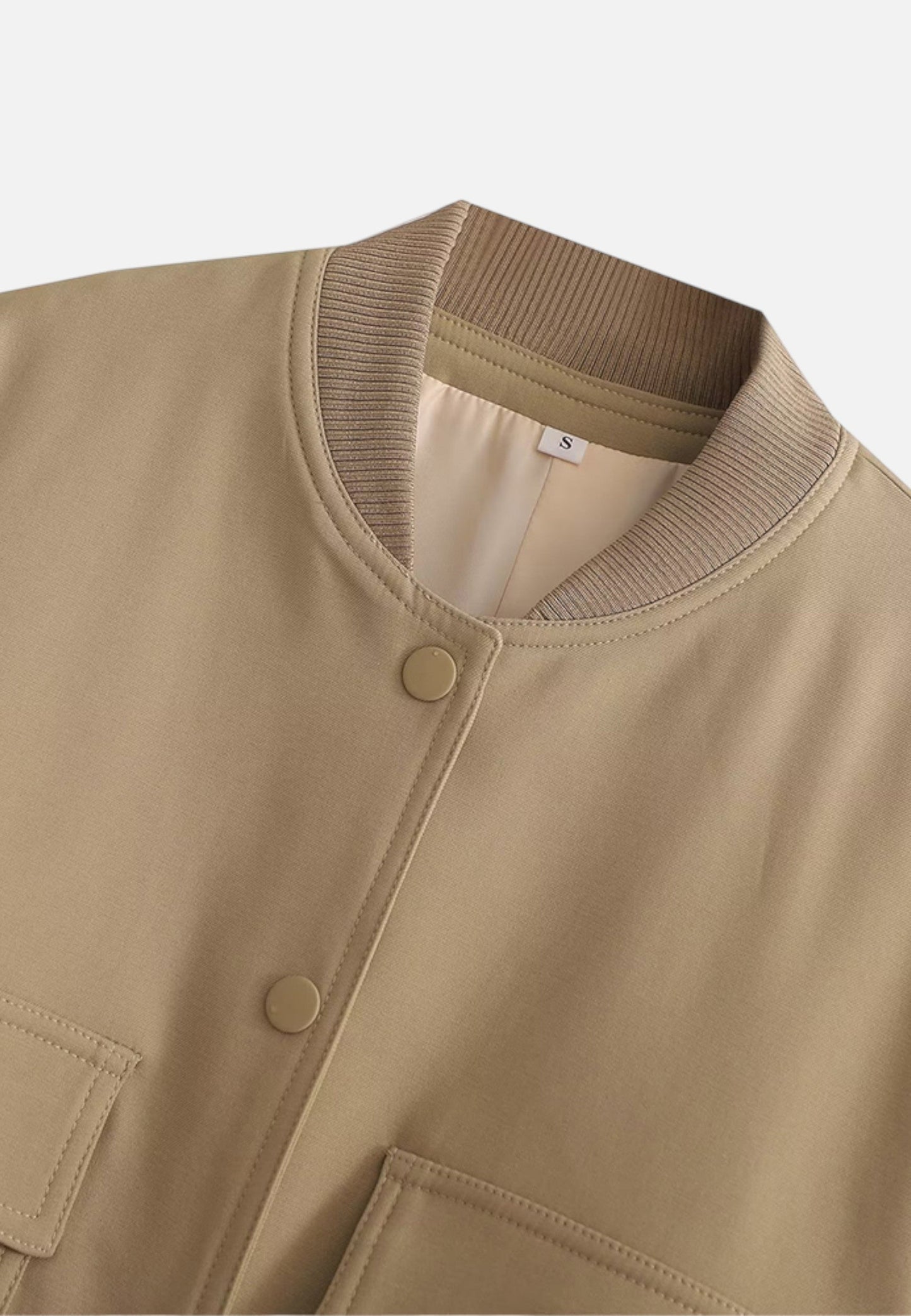 Chaqueta Bomber Mujer Corta Botonadura Simple Bolsillos