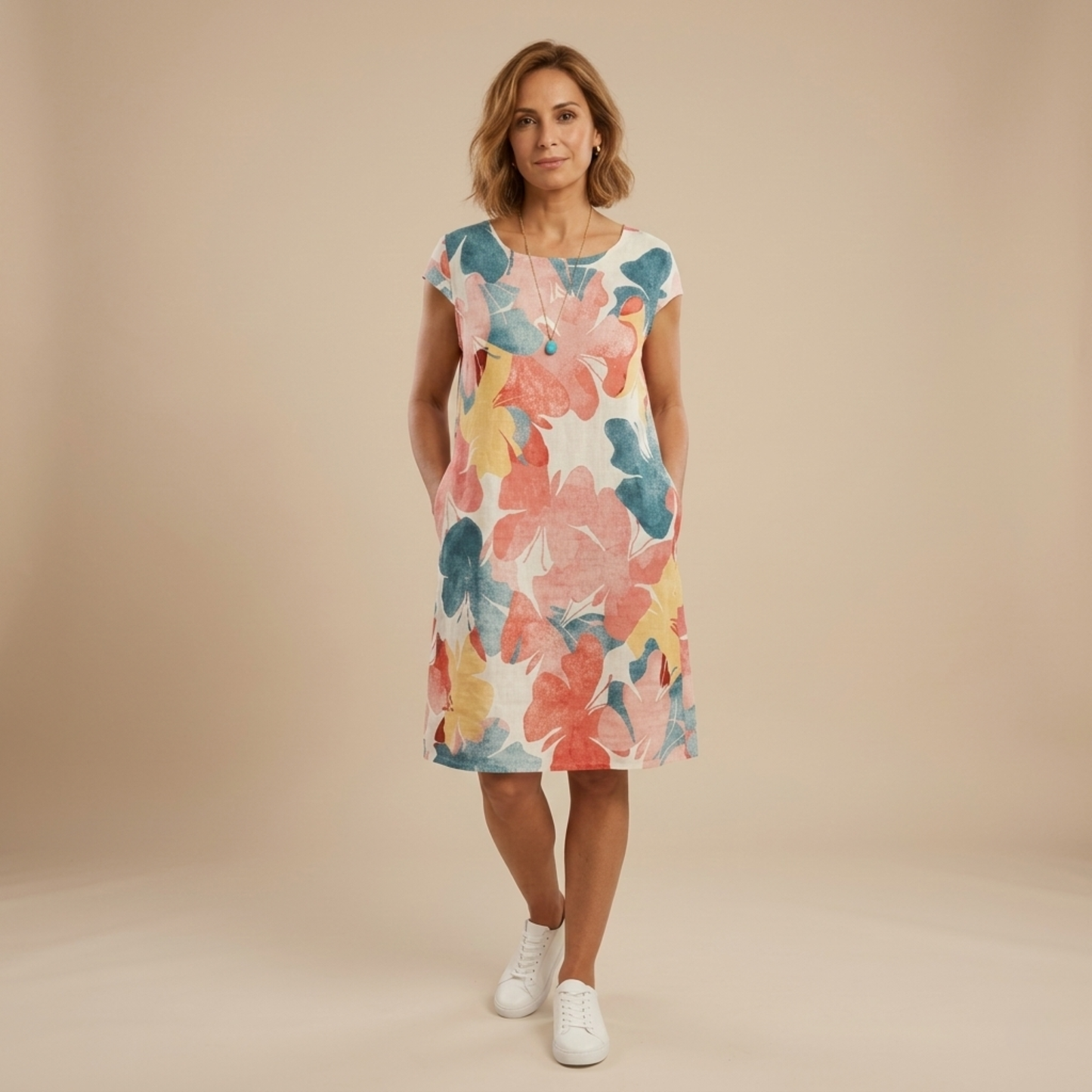 Túnica mujer de tela ligera manga corta bolsillos estilo casual - Mavetta