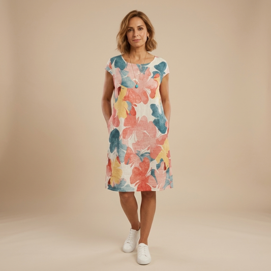 Túnica mujer de tela ligera manga corta bolsillos estilo casual - Mavetta