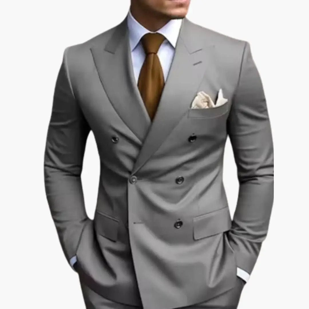 Traje Hombre de Dos Piezas Blazer Cruzado Pantalón Ajustado