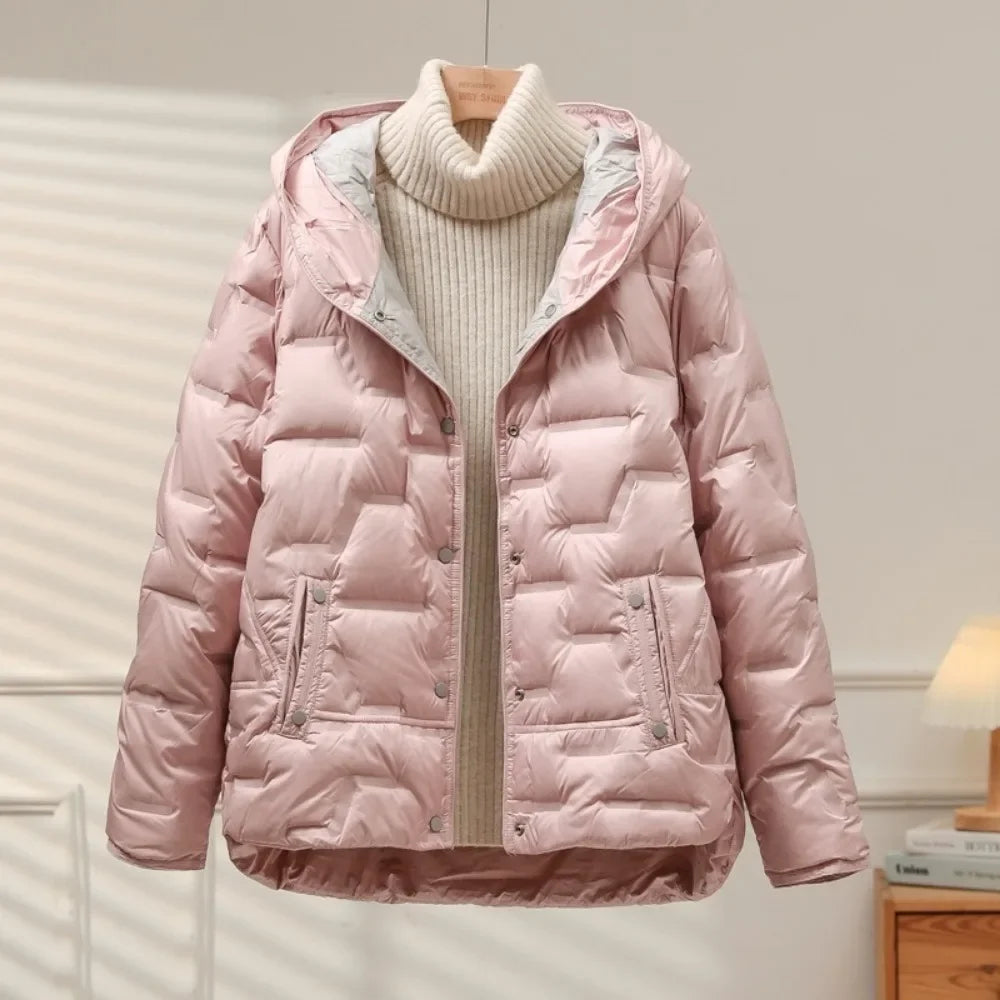 Abrigo Mujer Acolchado Invierno con Capucha Ajuste Regular