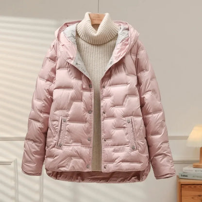 Abrigo Mujer Acolchado Invierno con Capucha Ajuste Regular