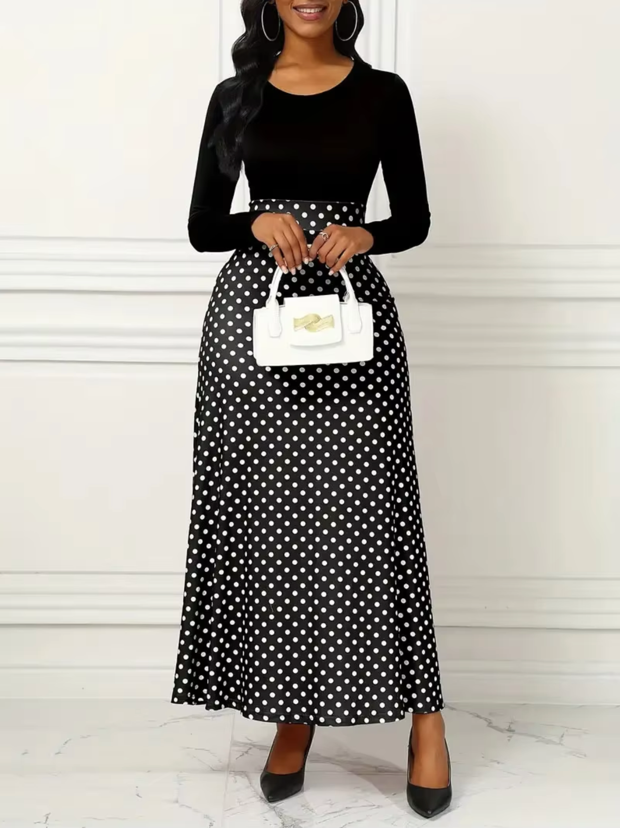 Vestido maxi mujer de tela ligera con estampado y corte fluido