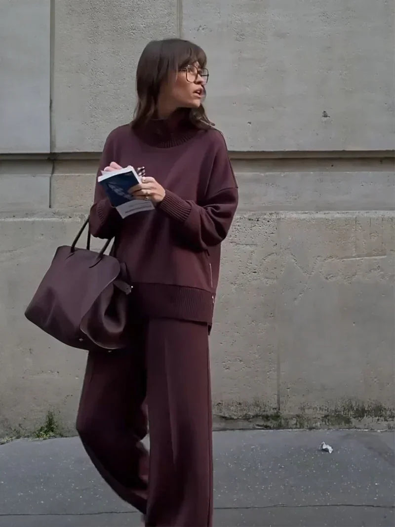 Conjunto Mujer Sudadera y Pantalón Algodón Holgado Comodo