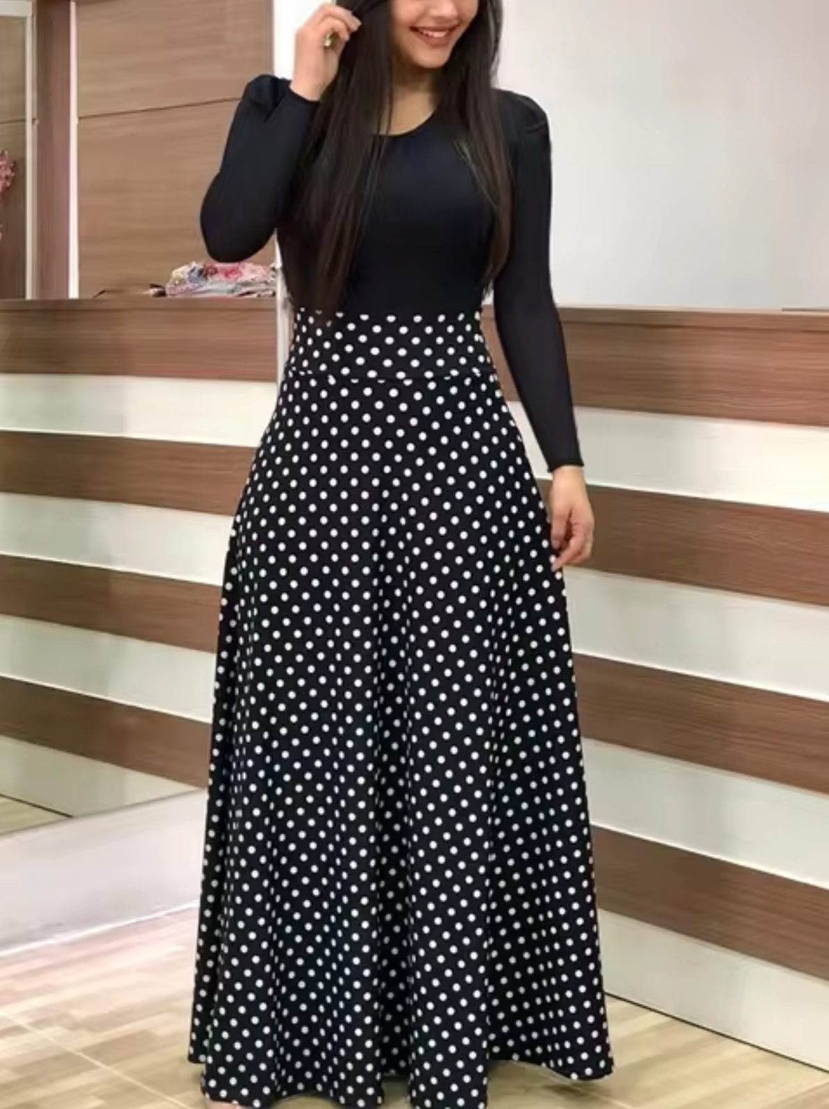 Vestido Mujer Manga Larga Estampado Floral Ajuste Regular