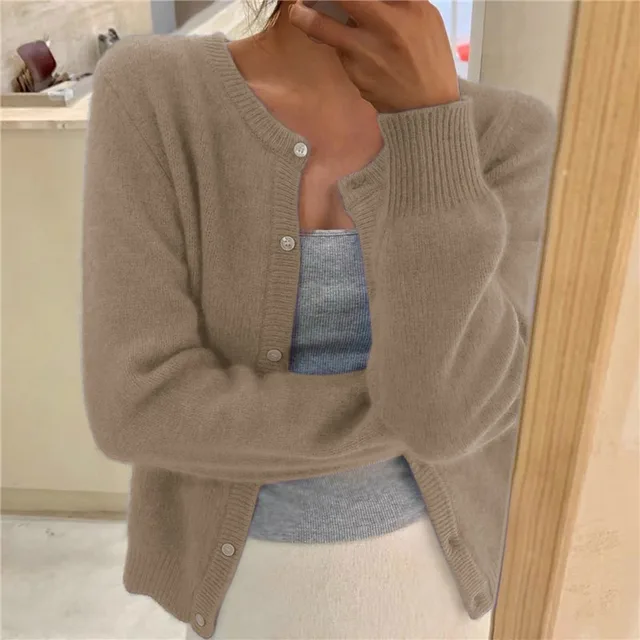 Chaqueta de punto mujer de cachemir suave ajuste cómodo