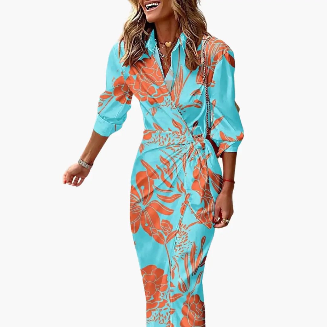 Vestido camisero mujer de algodón ajuste recto
