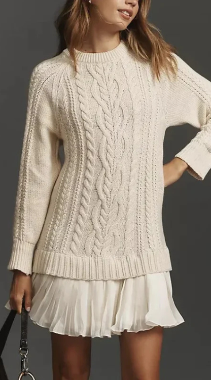 Vestido Mujer de Punto con Falda Plisada