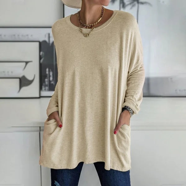 Blusa Mujer Manga Larga Tejido Suave Ajuste Relajado