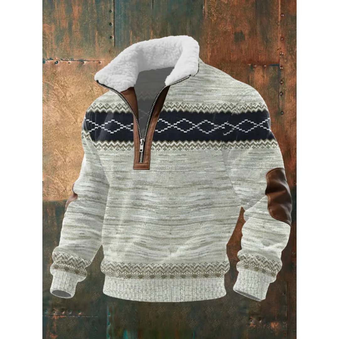Suéter hombre forro polar cremallera cuello alto cálido