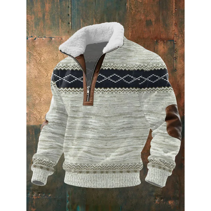 Suéter hombre forro polar cremallera cuello alto cálido