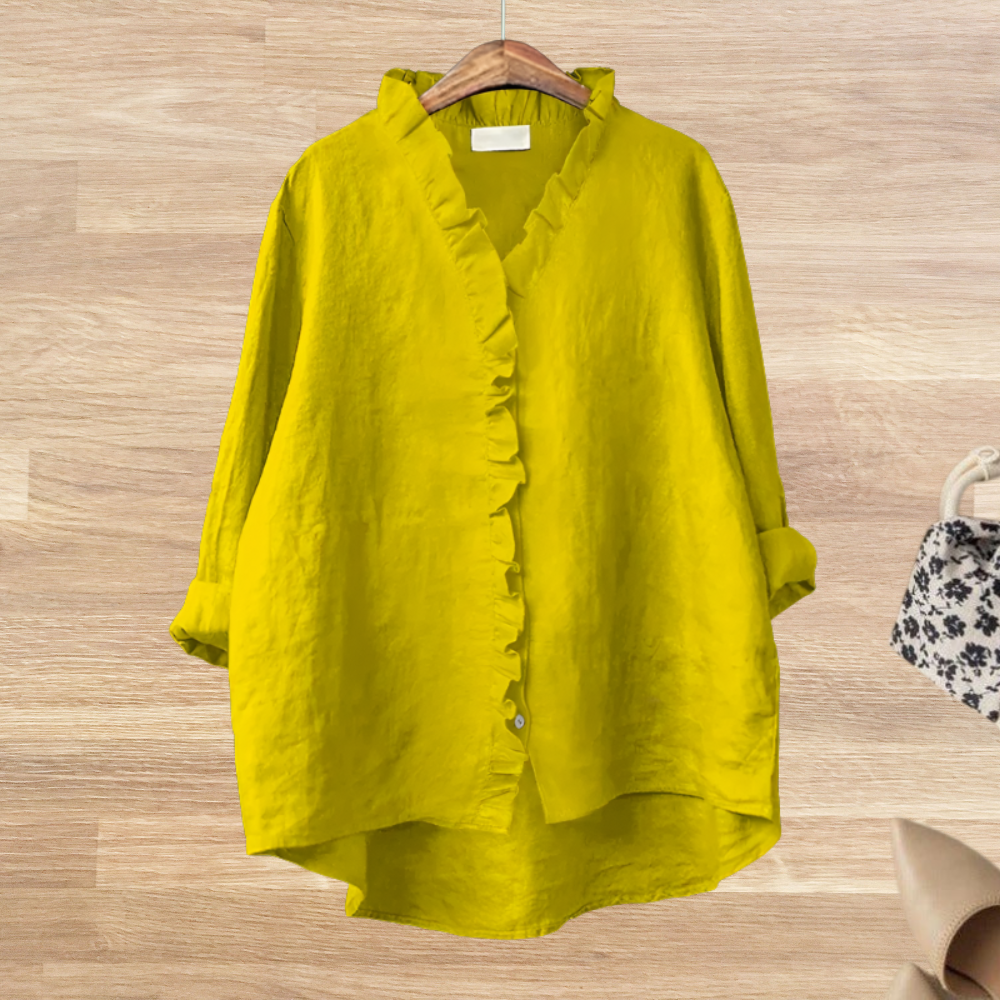 Blusa Mujer Fluida Cuello de Volantes