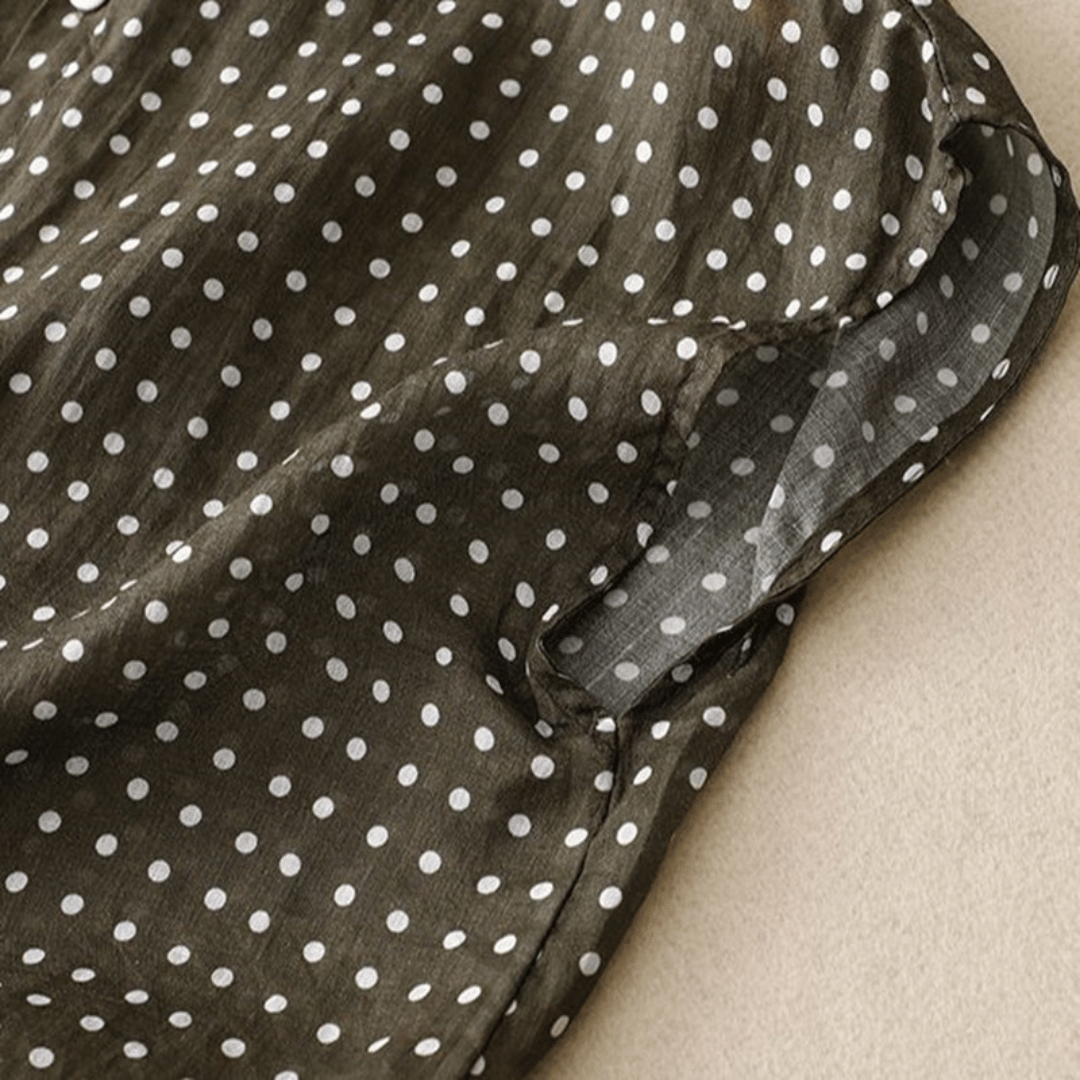 Camisa mujer de algodón y lino manga corta estampada