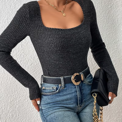 mujer de algodón estilo vintage escote cuadrado