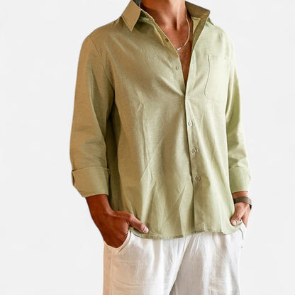Camisa Hombre de Lino Manga Larga Ajuste Clásico
