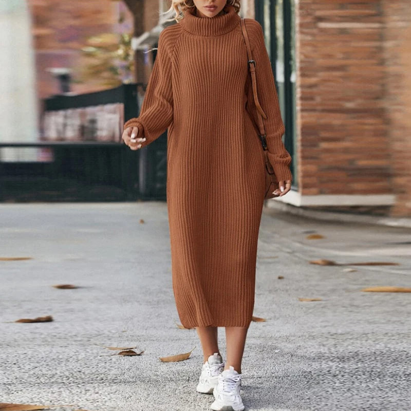 Vestido maxi mujer tipo sudadera cuello alto