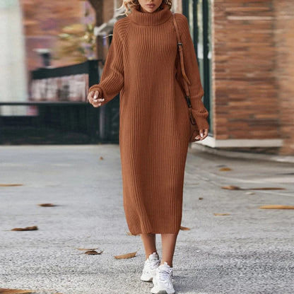 Vestido maxi mujer tipo sudadera cuello alto