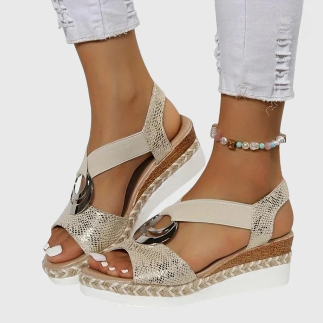 Sandalias Mujer con Cuña y Correa Ajustable