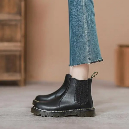 Botas Chelsea Mujer de Cuero con Tirador y Suela Antideslizante