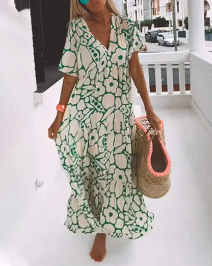 Vestido largo mujer fluido estampado gráfico verano