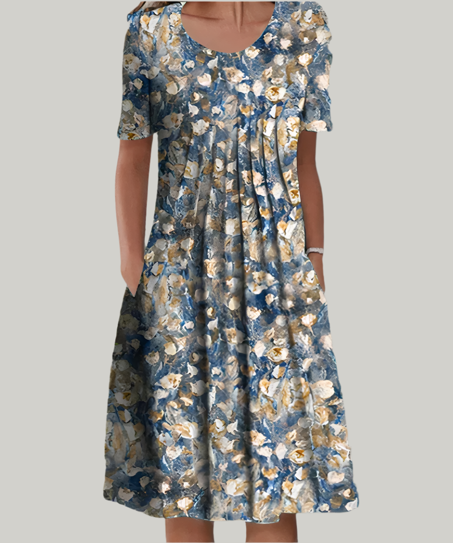 Vestido largo Mujer Estampado Escote en V Corte Fluido