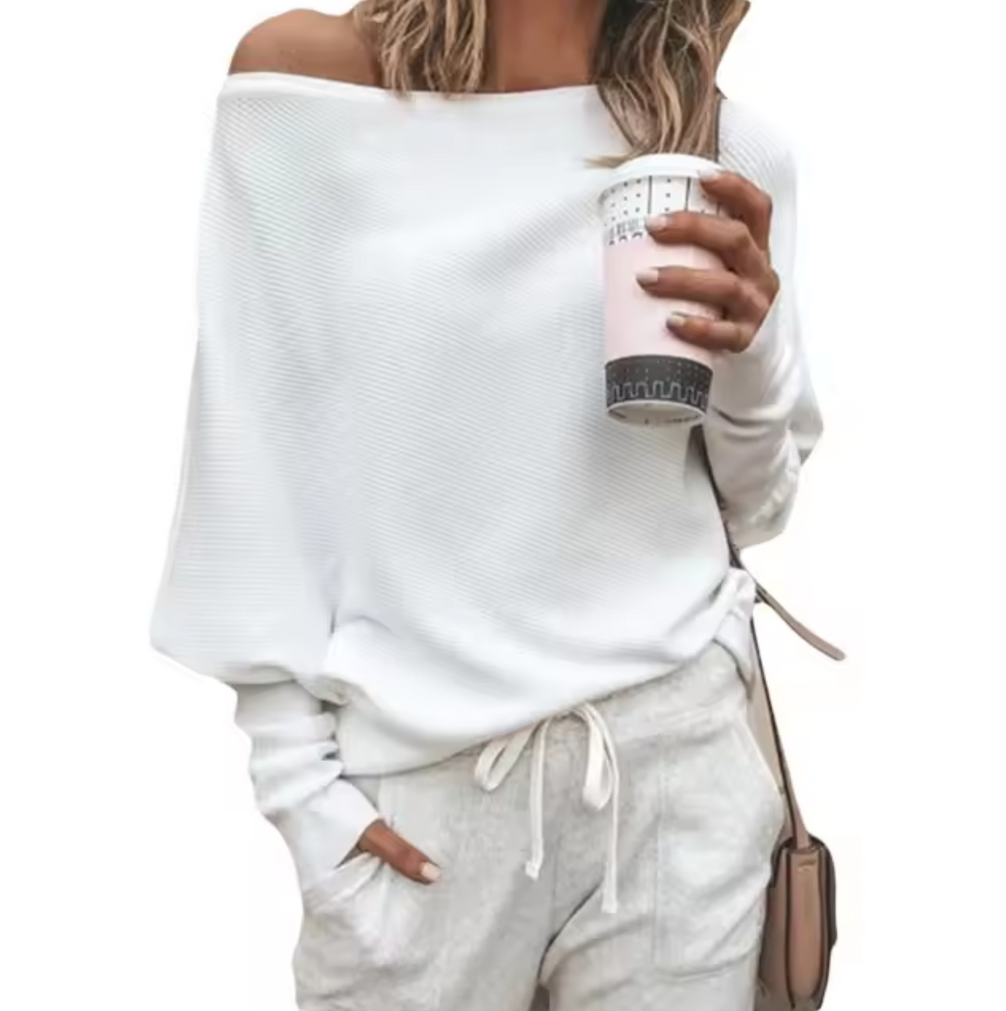 Blusa Mujer Off Shoulder Manga Larga Ajustada