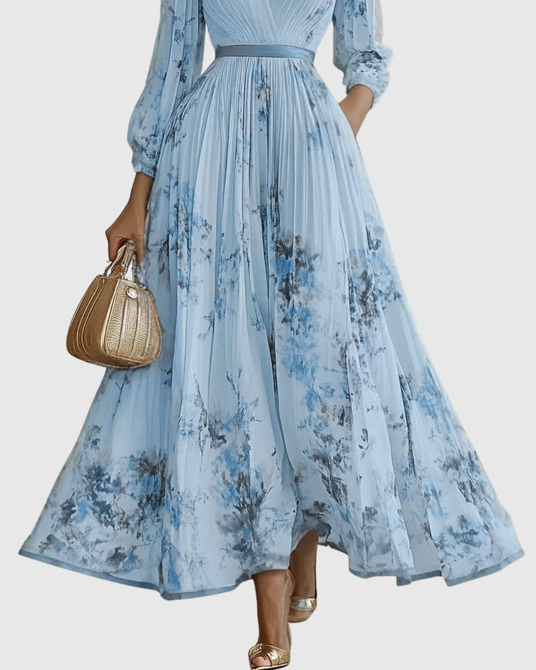 Vestido maxi mujer plisado estilo elegante