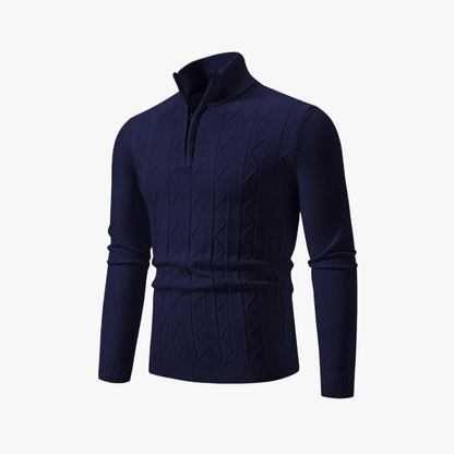 Jersey Hombre de Punto con Media Cremallera y Estilo Casual