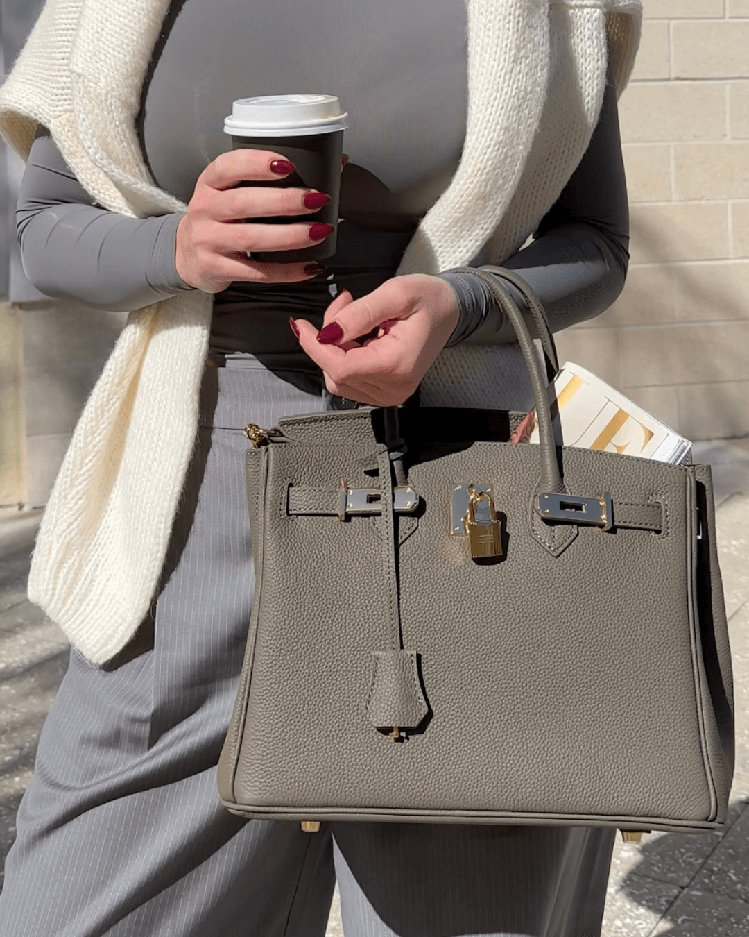 Bolso bandolera mujer de cuero PU textura lichi correa ajustable