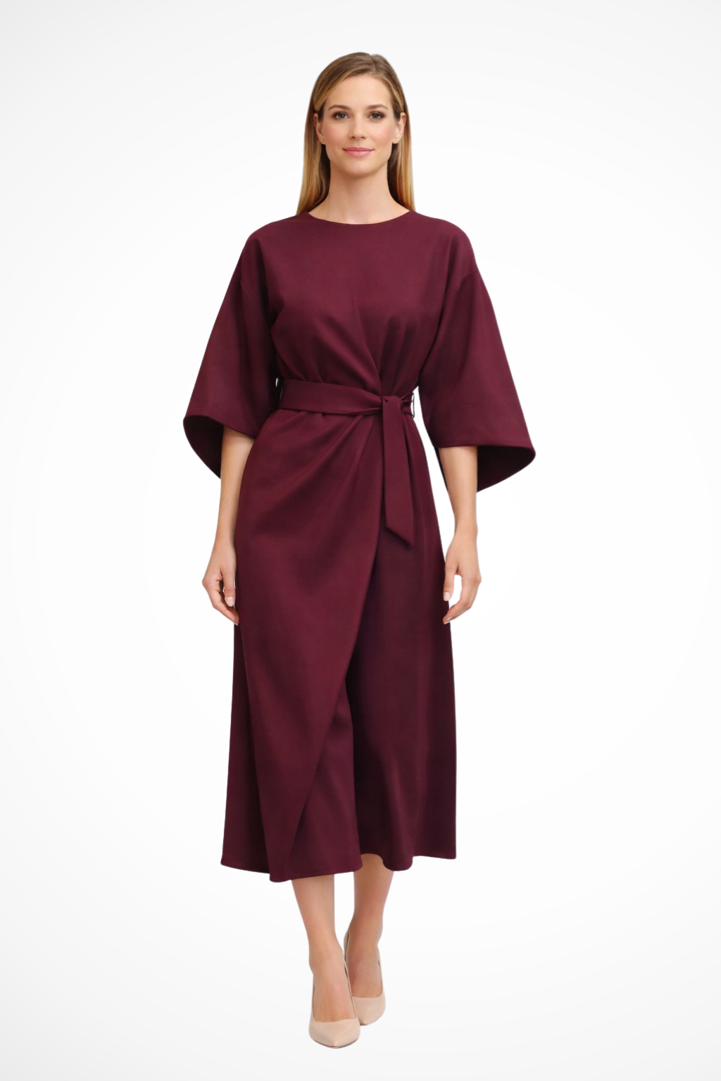 Vestido midi mujer con botones y abertura lateral formal