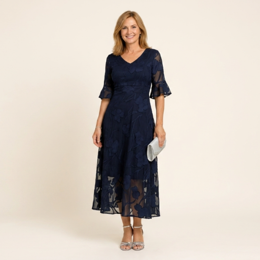 Vestido Mujer de Tela Ligera Diseño Floral Ajustado - Mavetta