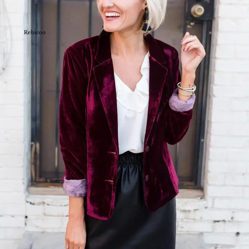 Blazer Mujer de Terciopelo Corte Ajustado Elegante