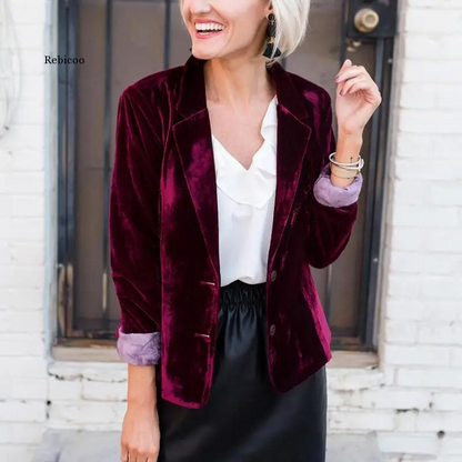 Blazer Mujer de Terciopelo Corte Ajustado Elegante