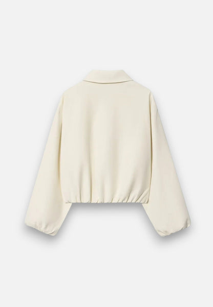 Chaqueta Bomber Mujer Corta Cremallera Cuello Solapa