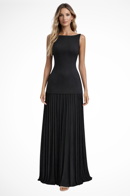 Vestido maxi mujer plisado estilo elegante