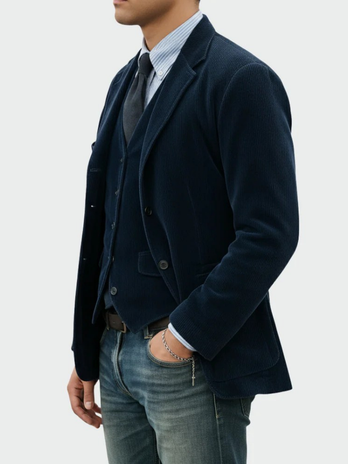Conjunto Hombre Blazer y Chaleco Tejido Formal Moderno