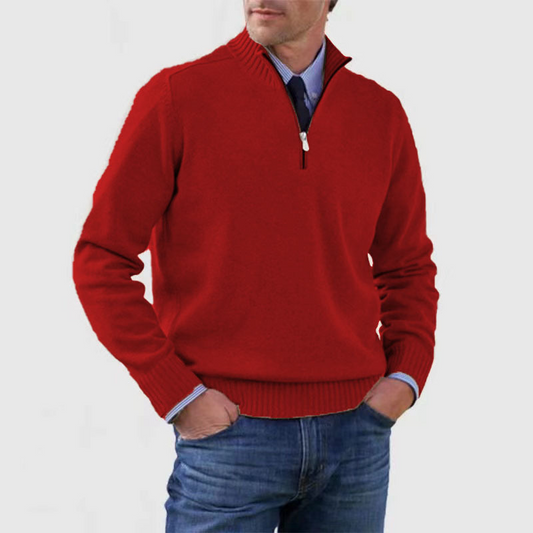 Jersey Hombre de Punto con Media Cremallera Ajustado - Mavetta