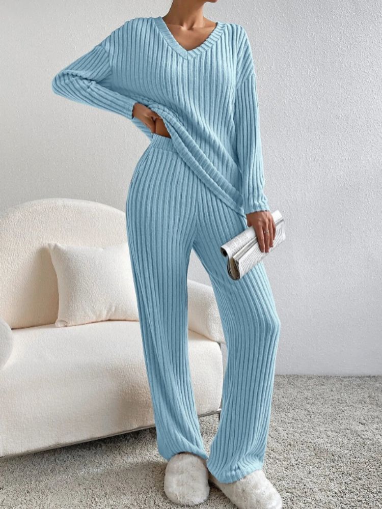 Conjunto Mujer Suéter y Pantalón Punto Elegante