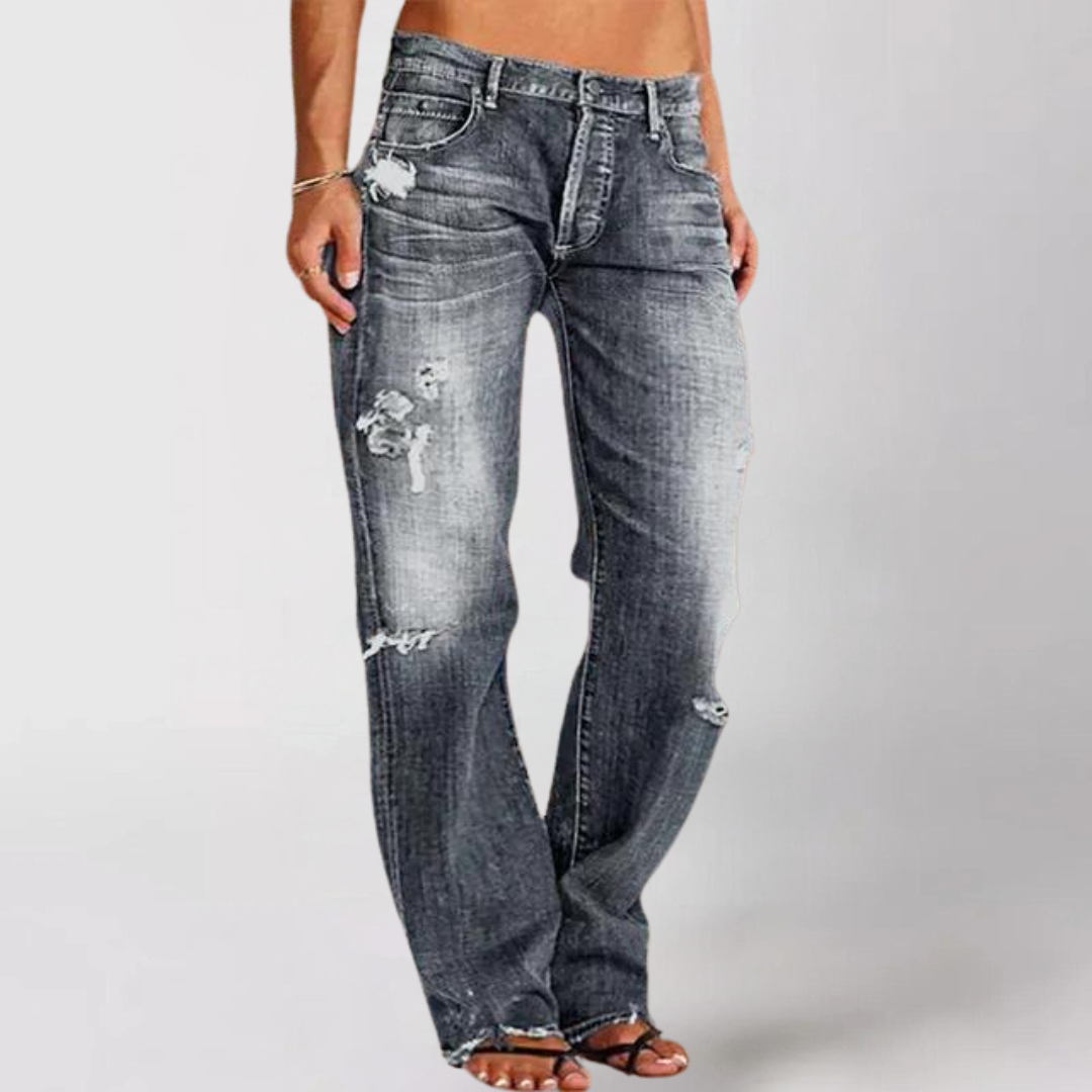 Pantalones Vaqueros Mujer Talle Bajo Ajuste Amplio Relajado