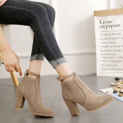 Botines Mujer con Hebilla Tacón Alto de Bloque
