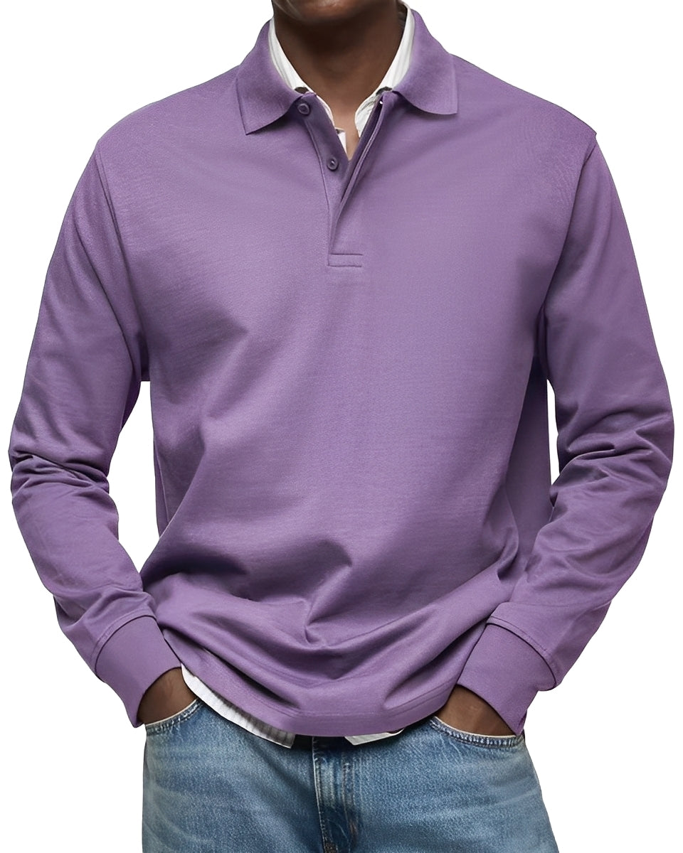 Camisa Hombre Algodón Cuello Abotonado Manga Larga Corte Regular