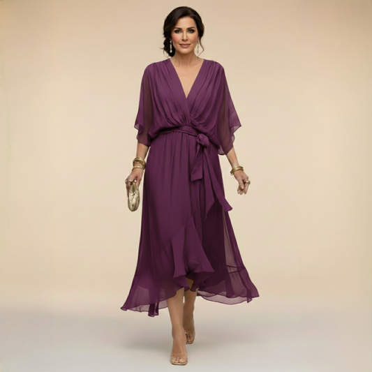 Vestido Mujer de Gasa Ligero Escote en V - Mavetta