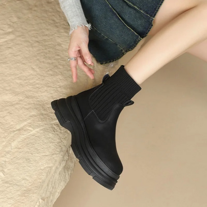 Botas Chelsea Mujer con Detalle de Tejido Elástico