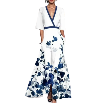 Vestido Largo Mujer Floral Tela Suave Escote en V Ajustable