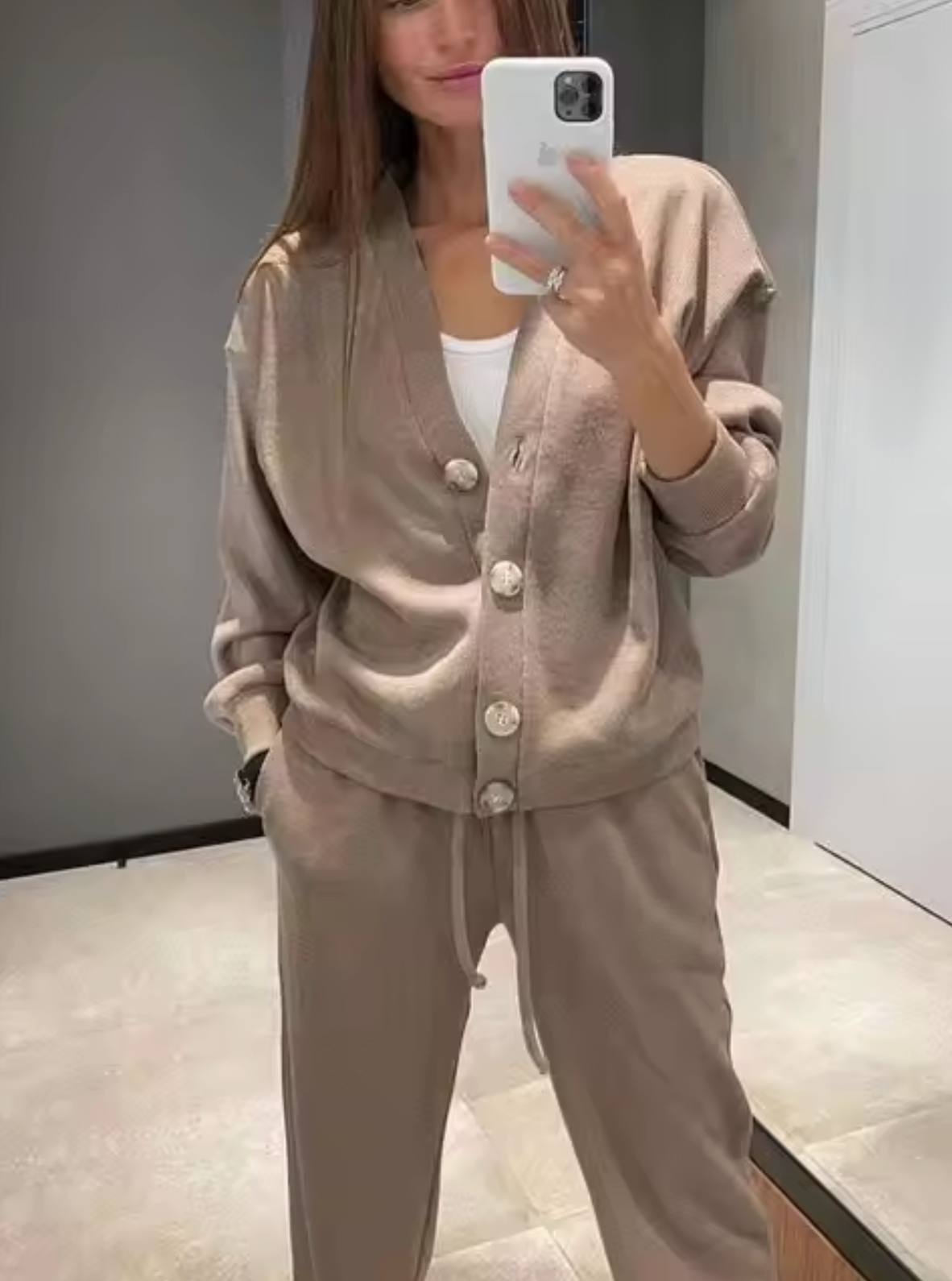 Conjunto Mujer Chaleco y Pantalón Algodón Cintura Elástica