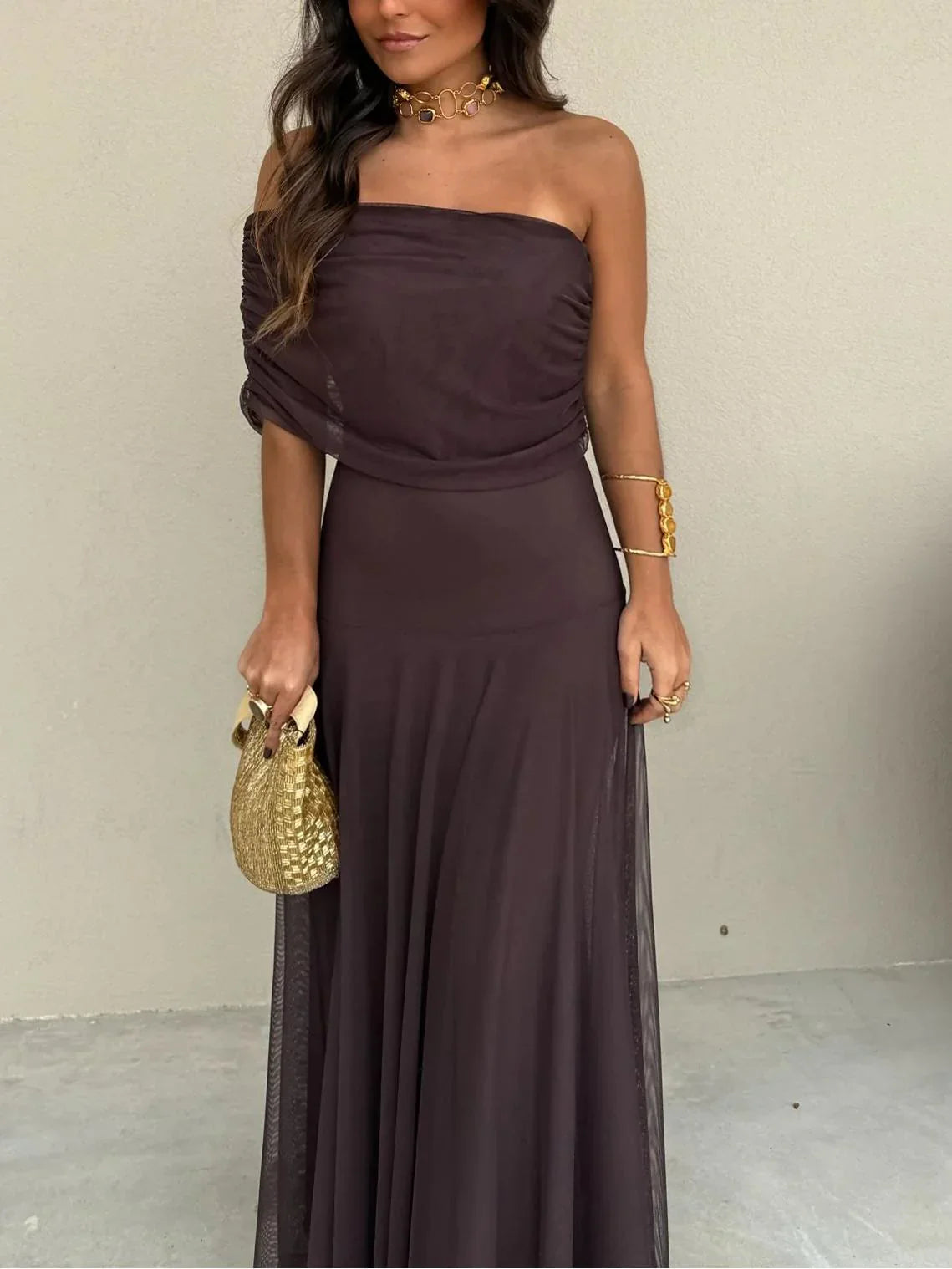 Vestido Mujer Mesh Asimétrico