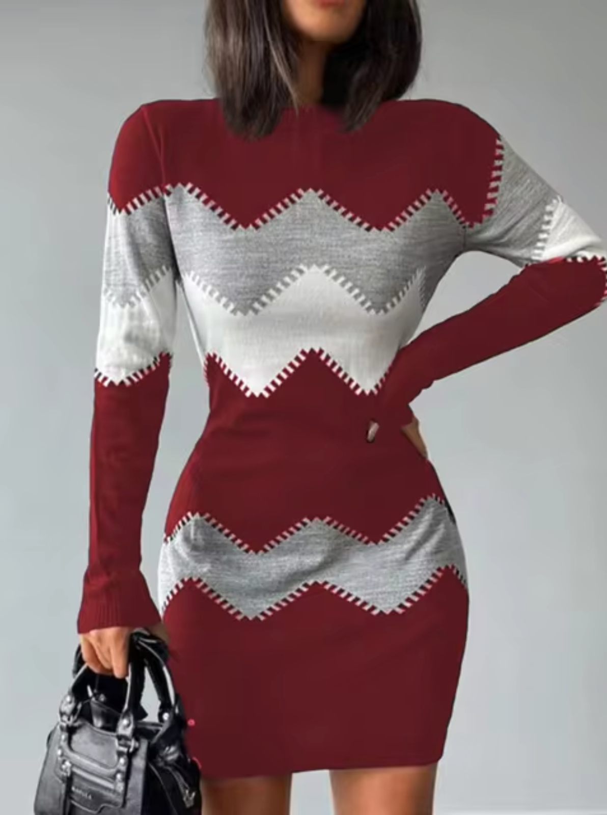 Vestido corto mujer de plumeti manga larga