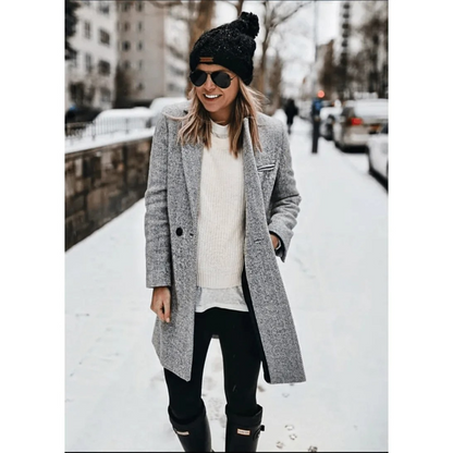 Abrigo Trenchcoat Mujer de Espiga Corte Medio Solapa Clásica