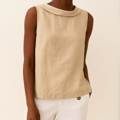Mujer Sin Mangas Algodón Cuello Redondo Comodo