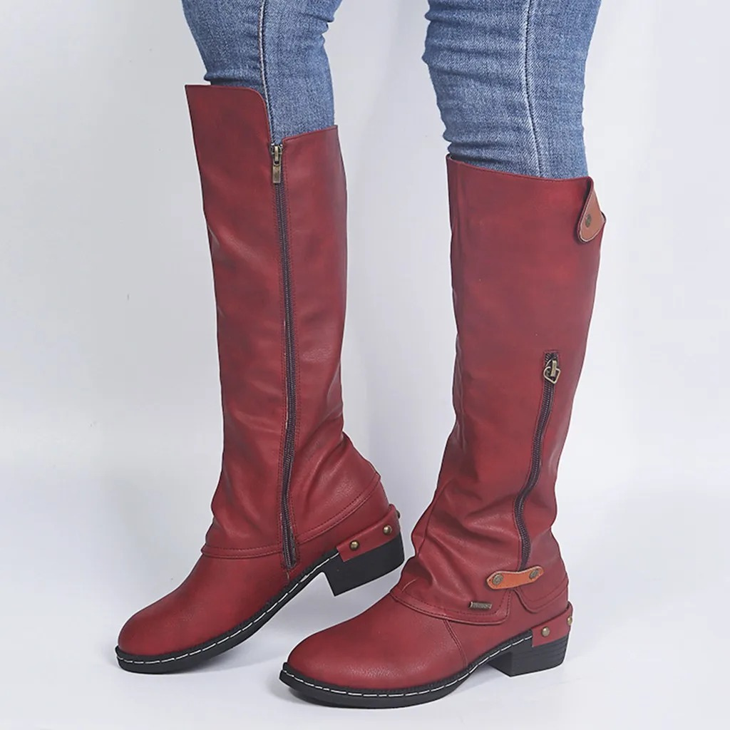 Botas altas mujer ligeras con cierre de botón metálico